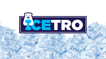 Pile of ice at bottom with Icetro name over it