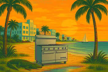 illustrated image of an imperial range on a florida beach